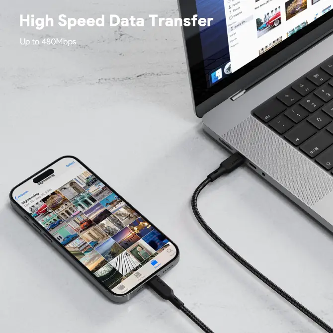 Cáp Type-C to Lightning Aukey MFi 1.2m CBCL5