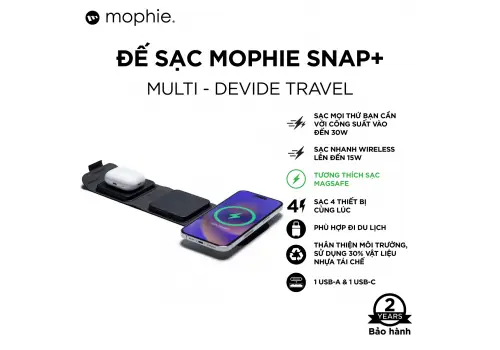 Đế sạc không dây Mophie Snap+ 3 in 1 Travel