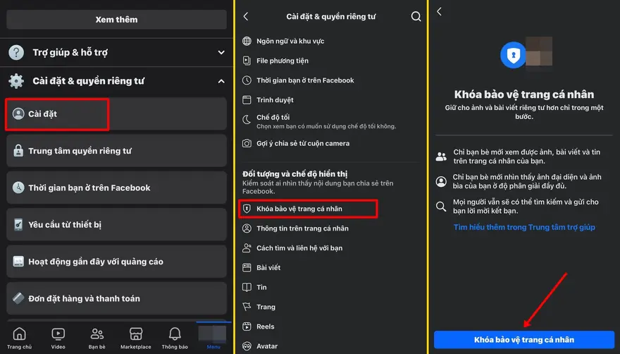 Cách khóa trang cá nhân trên Facebook
