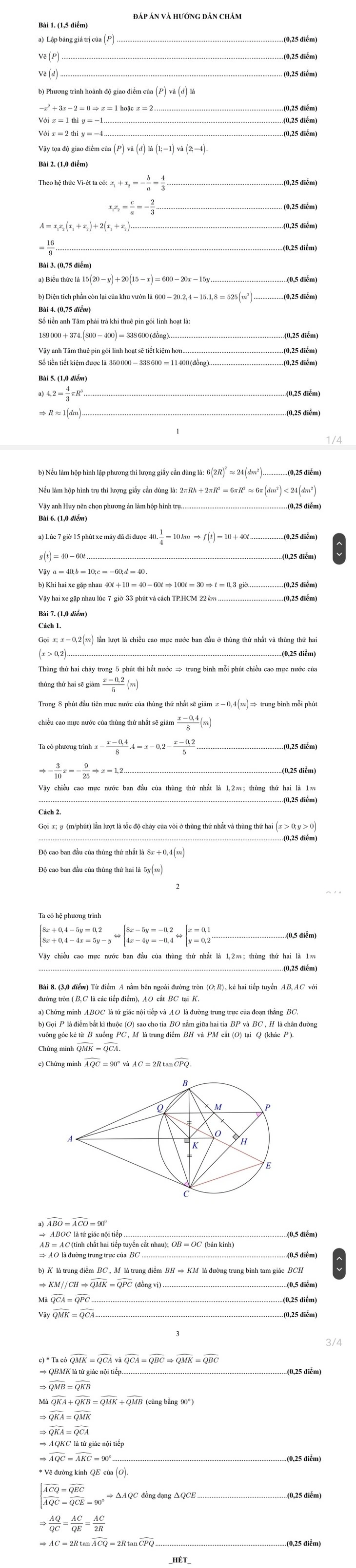 Đáp án thi lớp 10