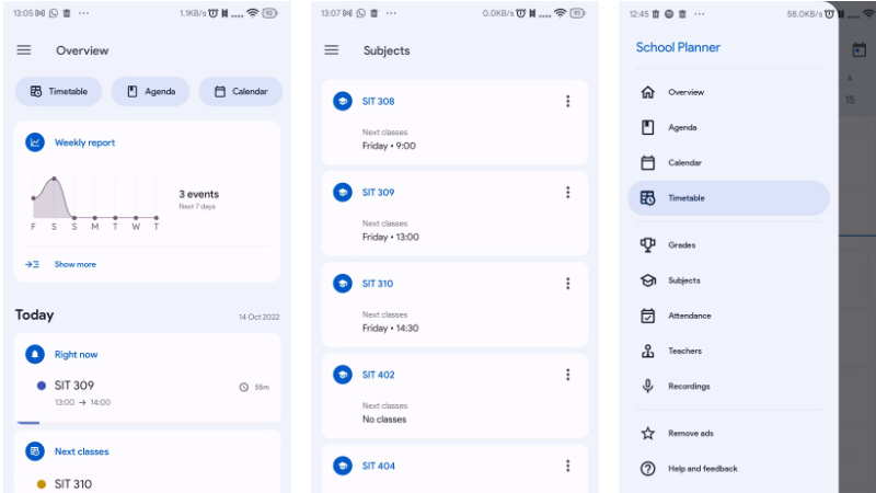 Ứng dụng School Planner có rất nhiều tính năng linh hoạt cho quá trình sắp xếp lịch trình
