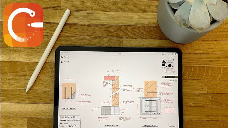Để tối ưu hóa cho Apple Pencil, ứng dụng này được thiết kế để trở thành một phiên bản nâng cao của một tờ giấy phác thảo