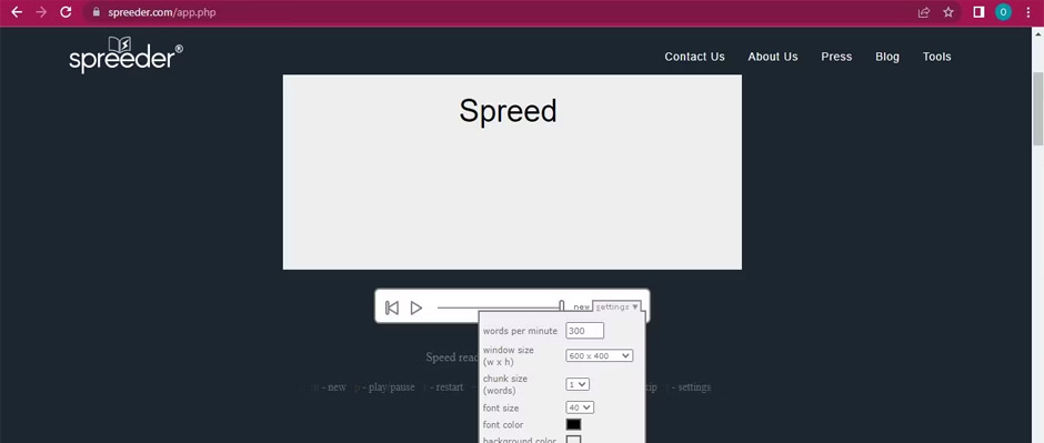 Spreeder hoạt động giống như các ứng dụng đọc bionic khác bằng cách in đậm các chữ cái hoặc âm tiết đầu tiên của từ
