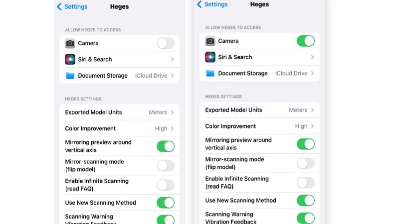 Với Heges, bạn có thể chụp ảnh thiết kế dự định từ các góc khác nhau