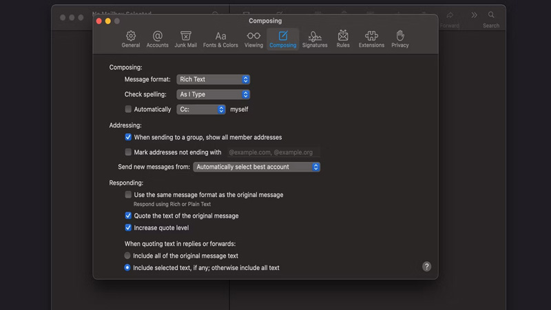Chọn địa chỉ email mặc định của bạn