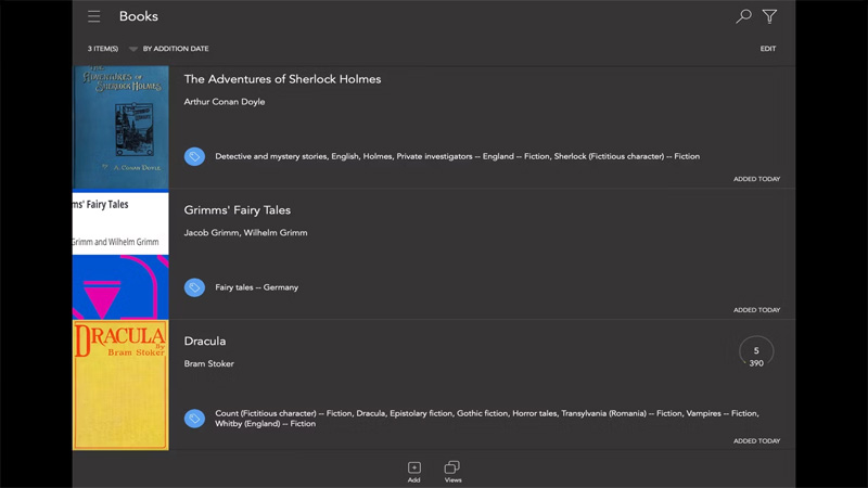 Bookari có giao diện người dùng hiện đại với các tông màu tối đen, xám, hồng và trong suốt.