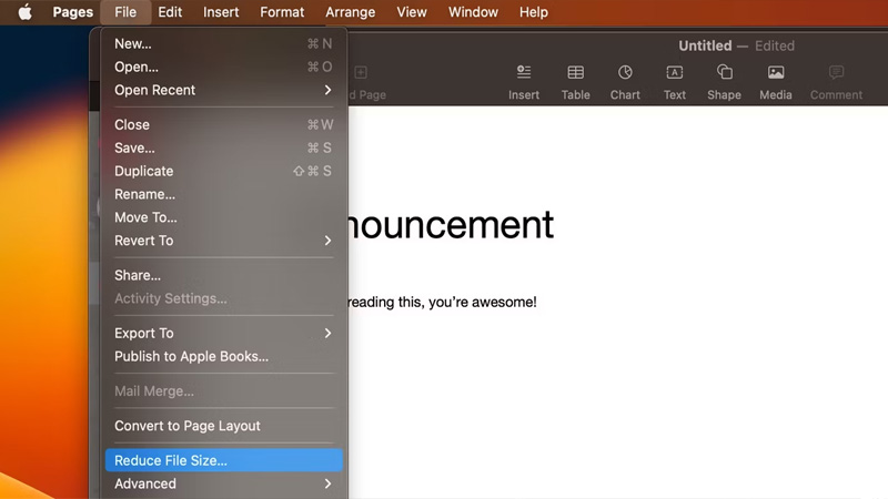 Giảm kích thước tài liệu