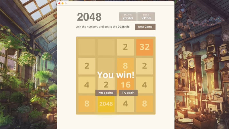 2048 là một trò chơi giải đố dựa trên toán học đơn giản xuất hiện lần đầu tiên vào năm 2014.