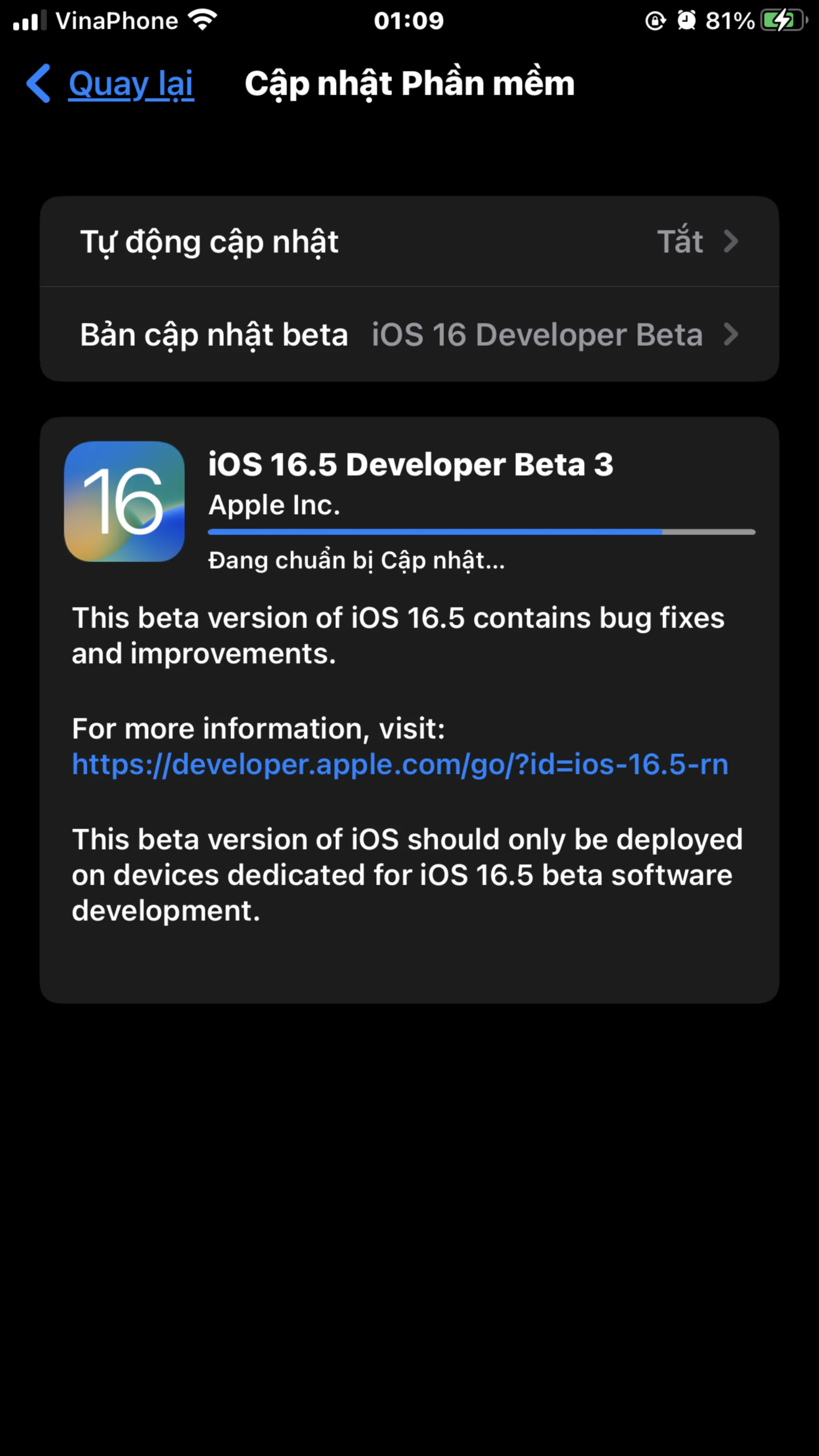 bản cập nhật ios 16.5 beta 3