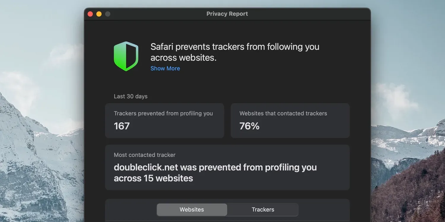 Báo cáo quyền riêng tư safari