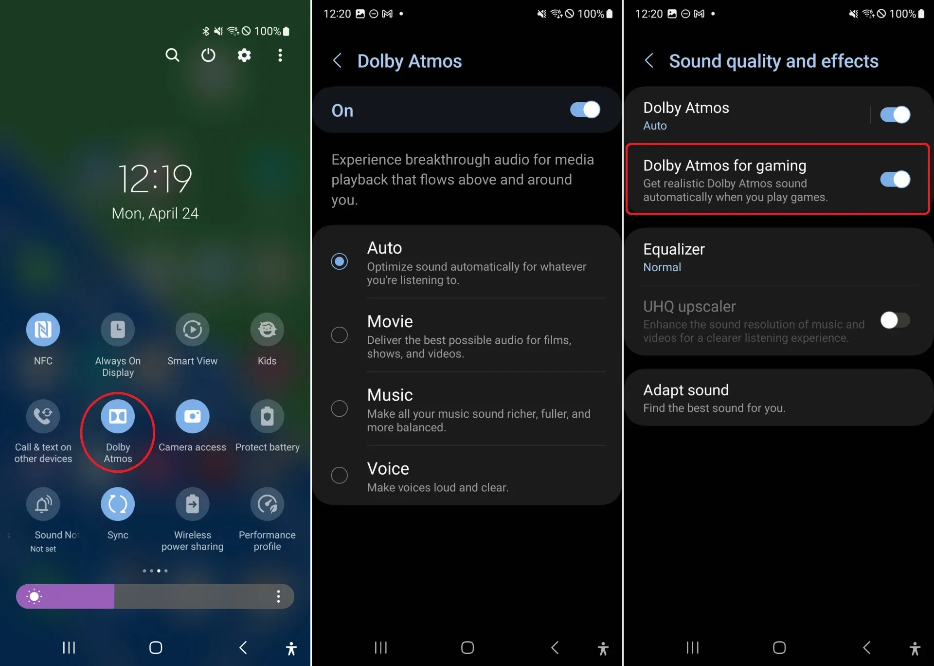 cách bật tính năng dolby atmos trên điện thoại Galaxy