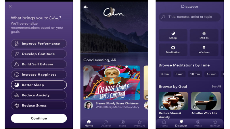 Calm là một ứng dụng thiền có hướng dẫn và là một trong những ứng dụng thường được khuyên dùng để giảm căng thẳng và thư giãn
