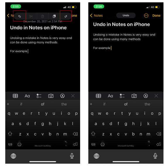 Cách hoàn tác trong ghi chú bằng thao tác tay