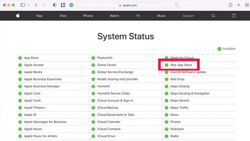 Đảm bảo dịch vụ Mac App Store trực tuyến