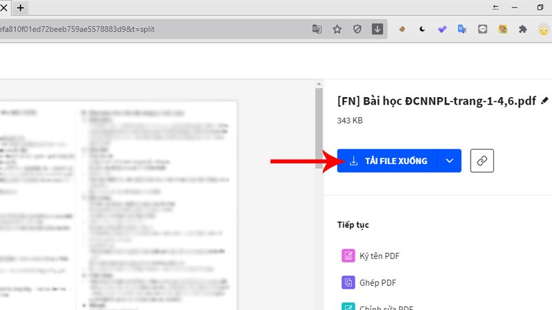 Sau khi xuất file xong, bạn chọn Tải file xuống để tải file PDF vừa cắt về máy