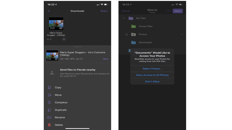 Bước 1: Nhấn vào biểu tượng Thư mục ở góc dưới cùng bên trái của ứng dụng để thoát khỏi trình duyệt web và quay lại trình quản lý tệp