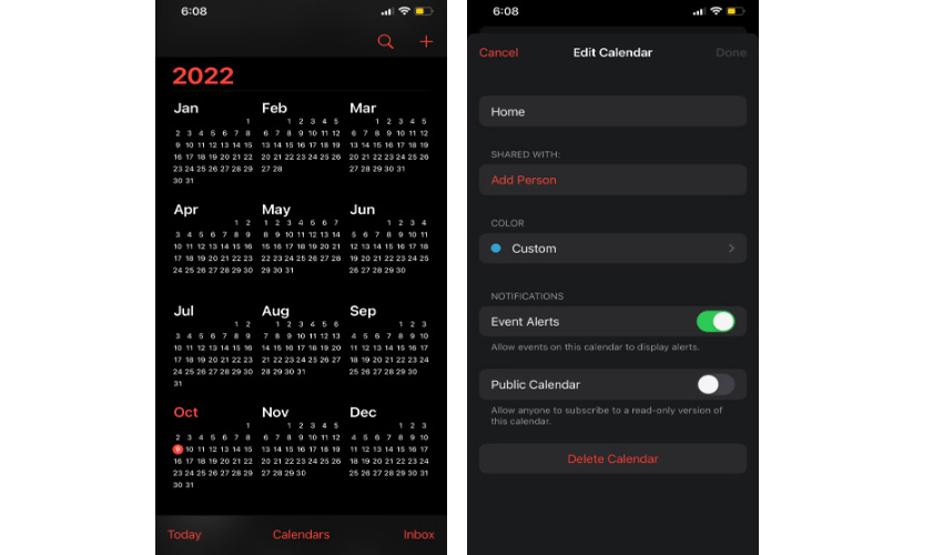 Chia sẻ lịch với bạn bè và gia đình