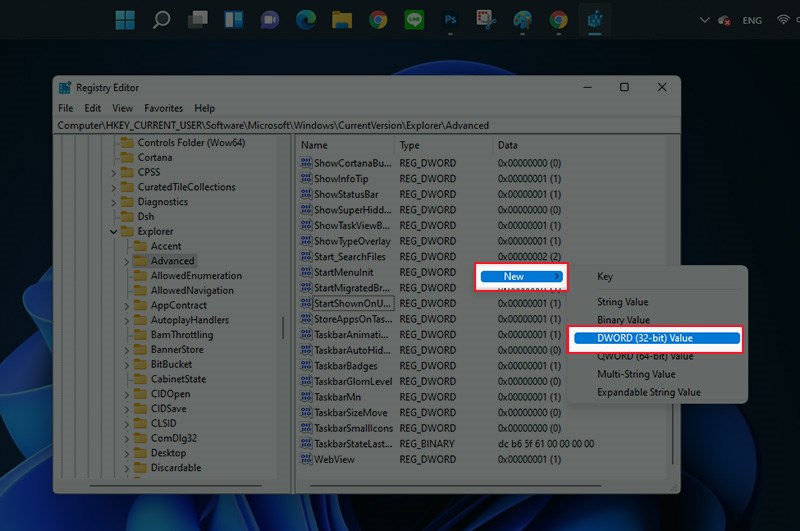 Bước 3: Truy cập vào thư mục Advanced