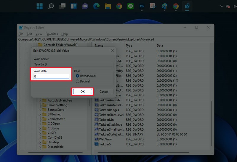 Bước 5: Nhập các giá trị để thay đổi kích thước