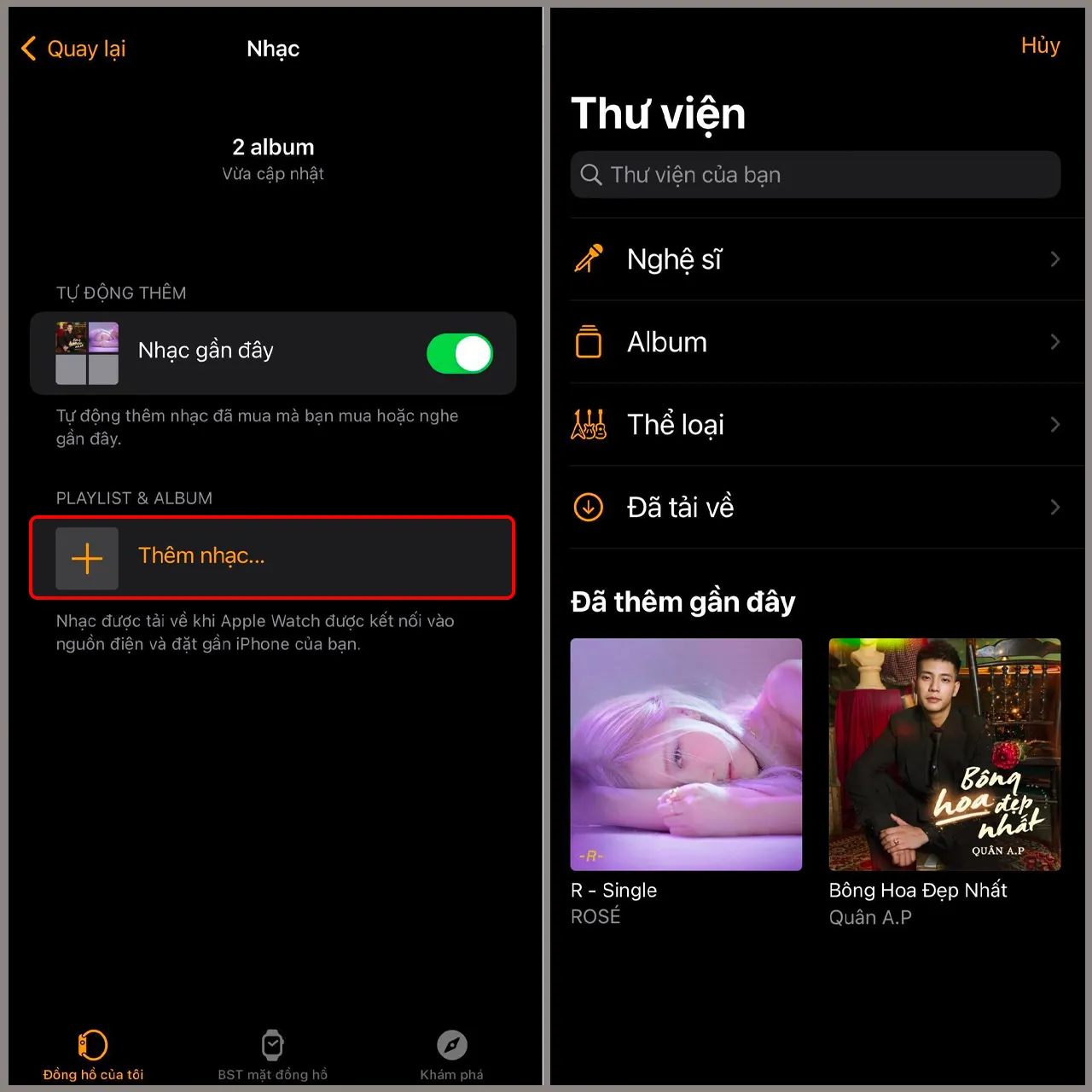 Cách thêm nhạc vào Apple Watch bằng iPhone 