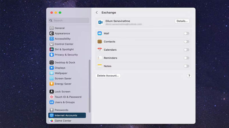 Hủy liên kết tài khoản email khỏi ứng dụng Mail