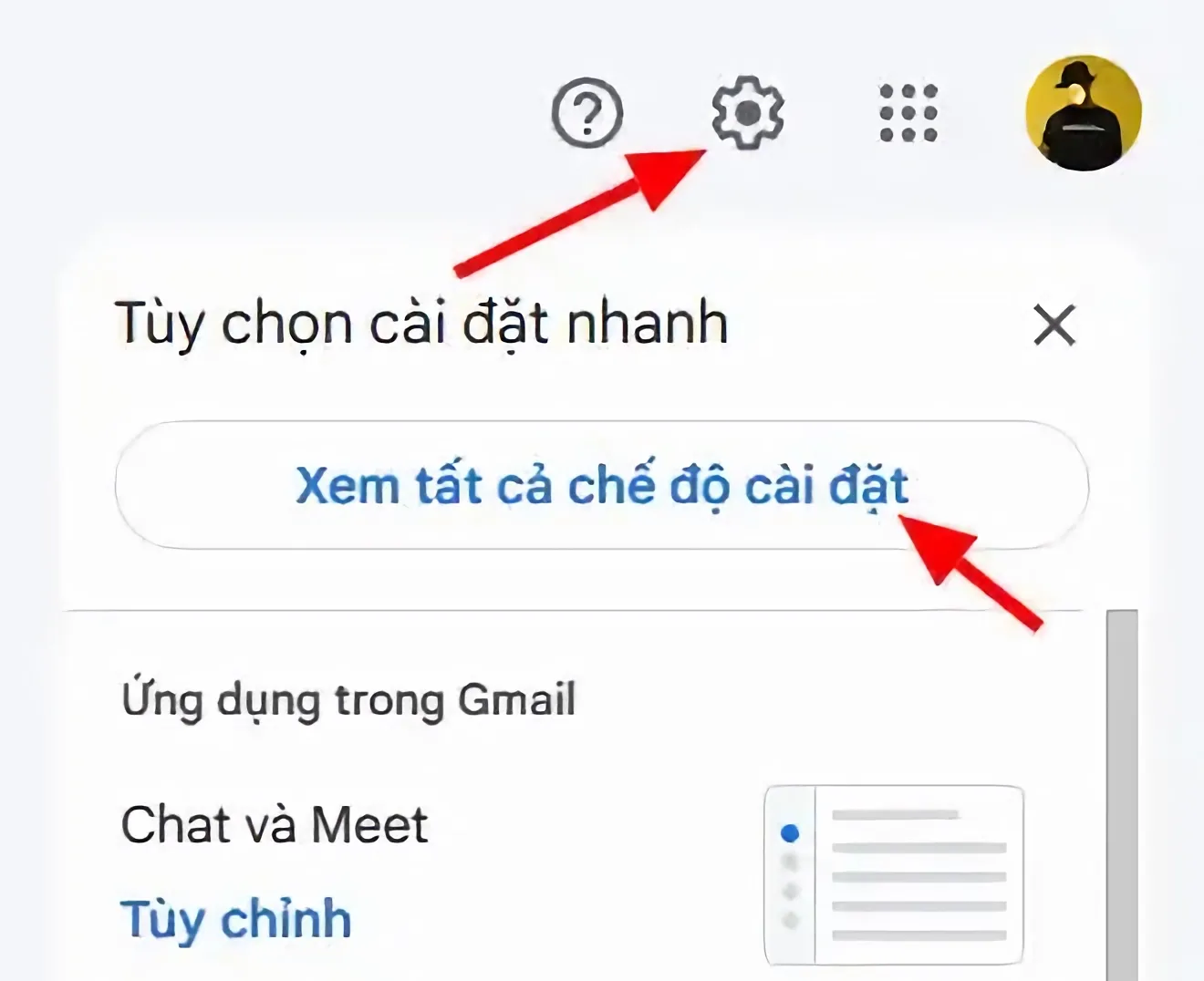 cài đặt trên gmail
