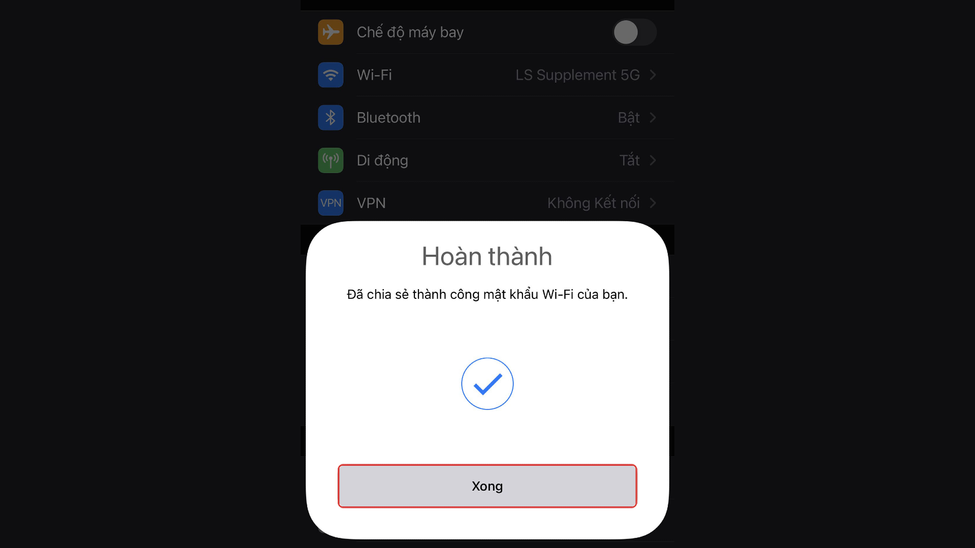 chia sẻ mật khẩu wifi giữa 2 iphone