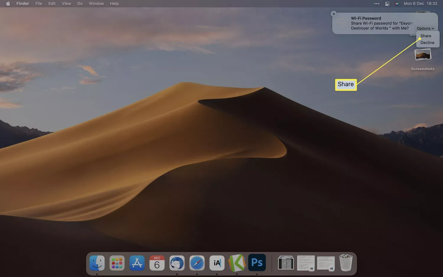 chia sẻ wifi từ máy mac sang iPhone
