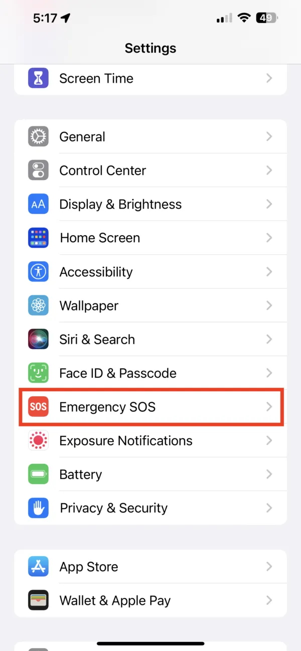 Emergency SOS iphone