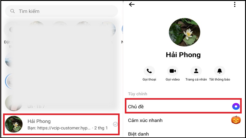 Bước 2: Chọn cuộc trò chuyện bạn muốn thay đổi