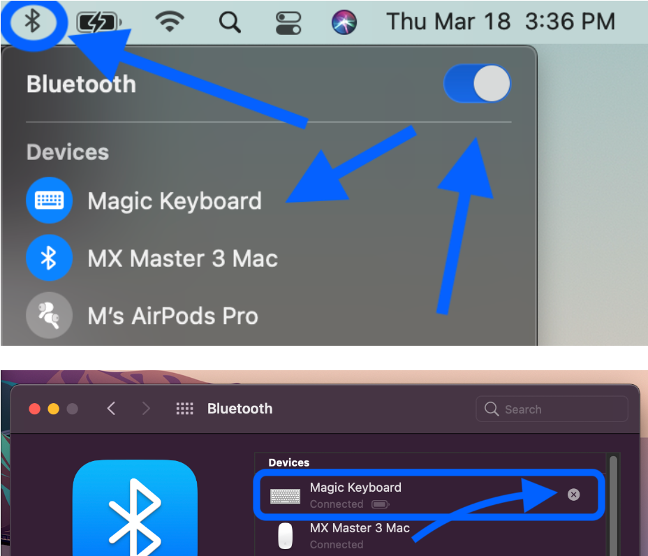 huỷ kết nối bluetooth trên máy mac