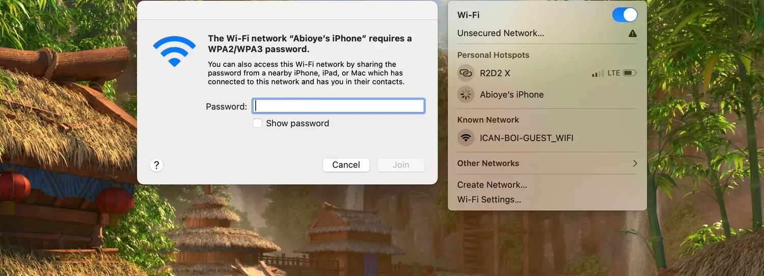 kết nối wifi macbook