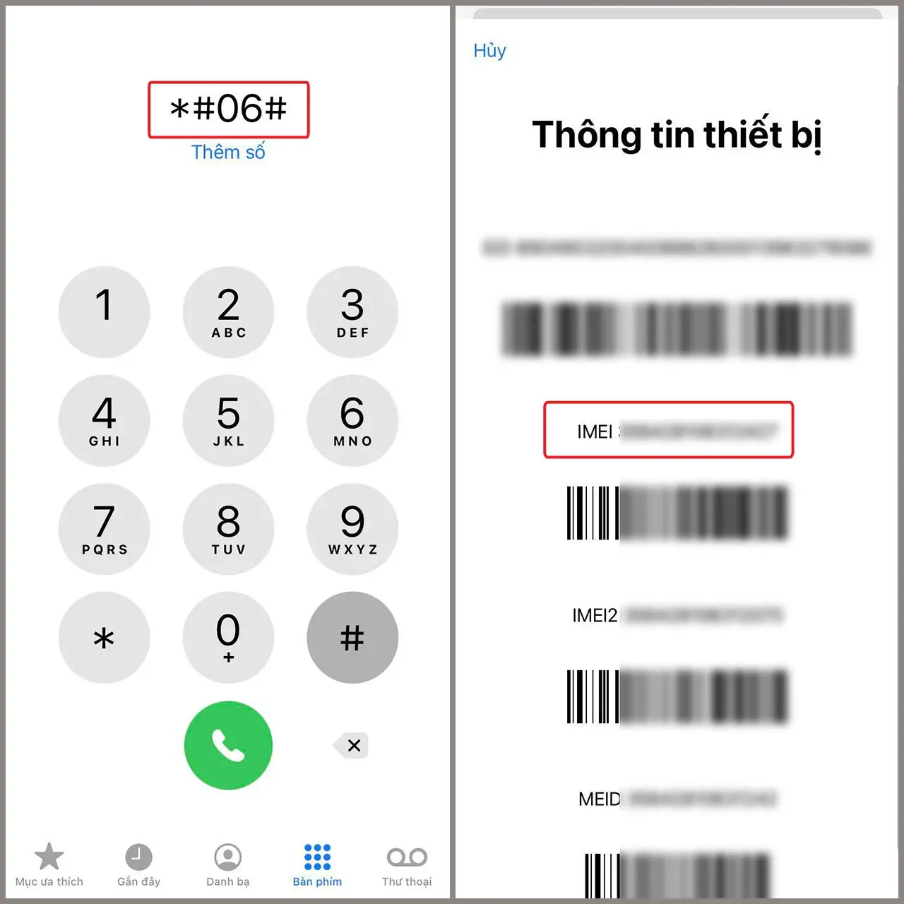 kiểm tra số imei trên iphone