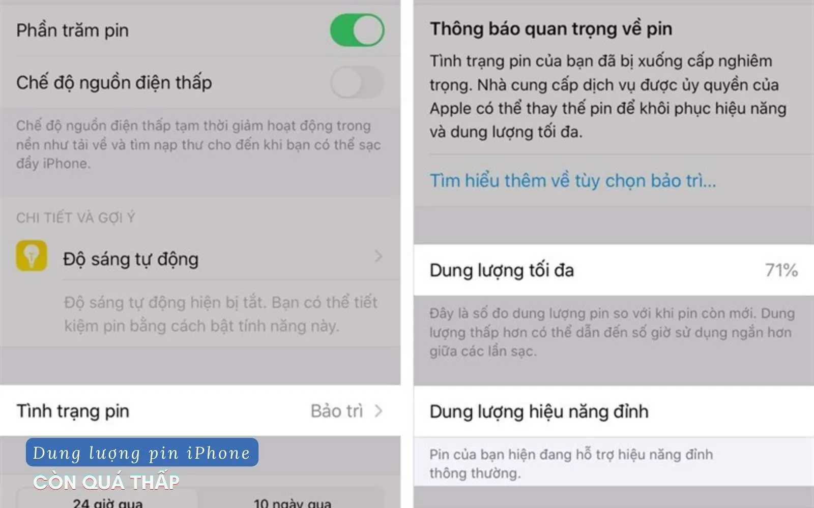 kiểm tra tình trạng pin iphone