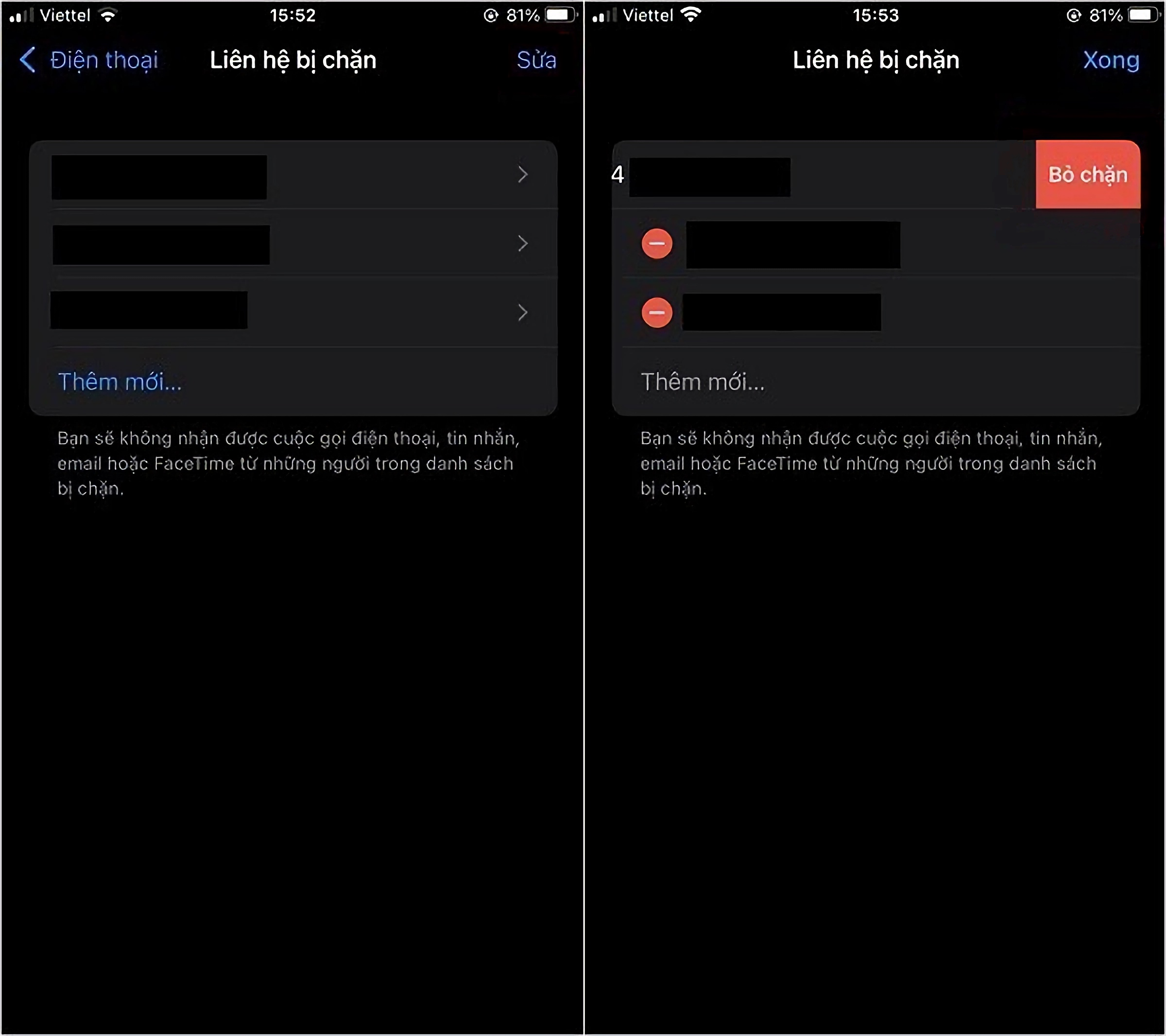 Liên hệ bị chặn trên iPhone