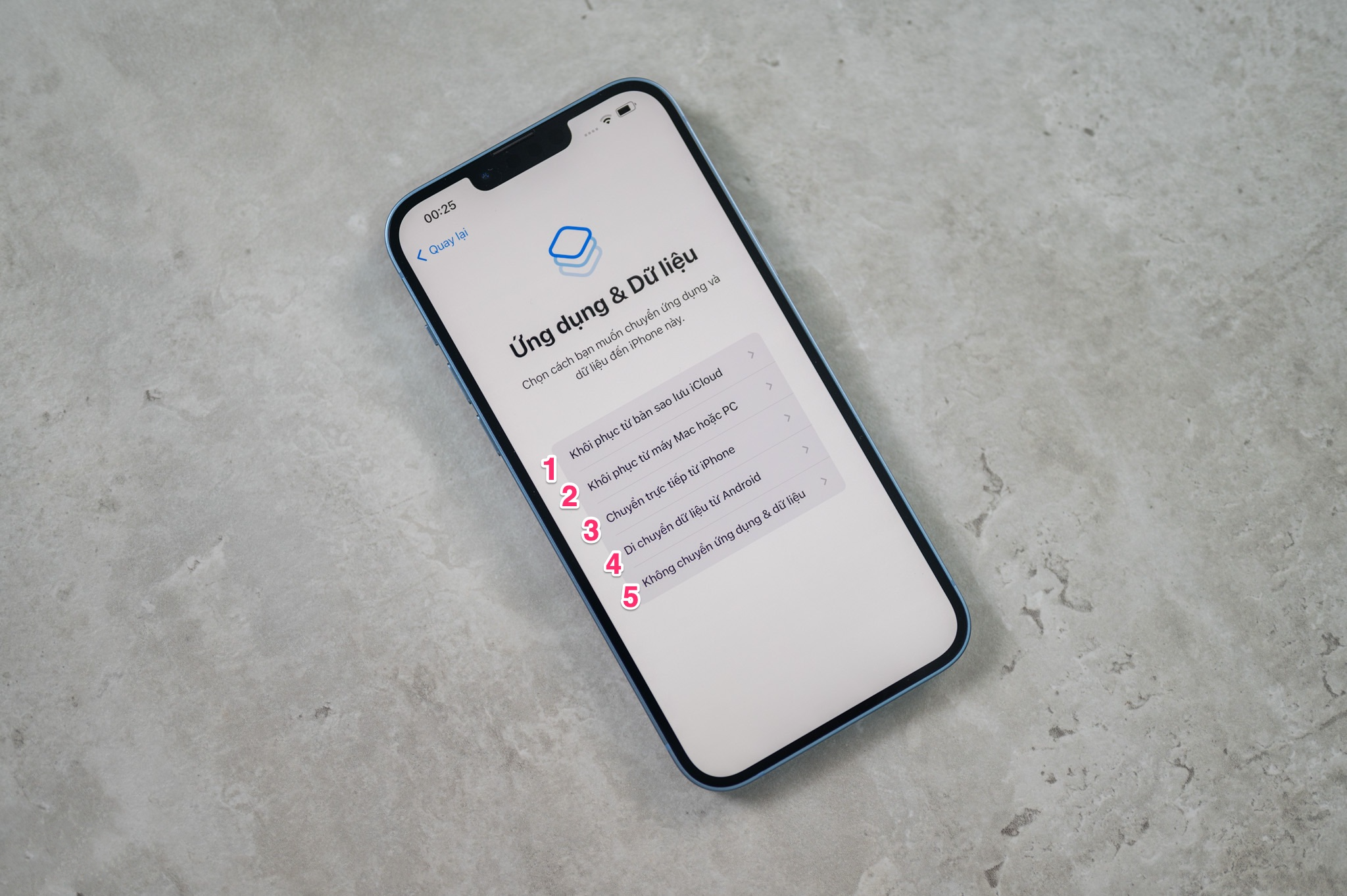 Ứng dụng & Dữ liệu iphone