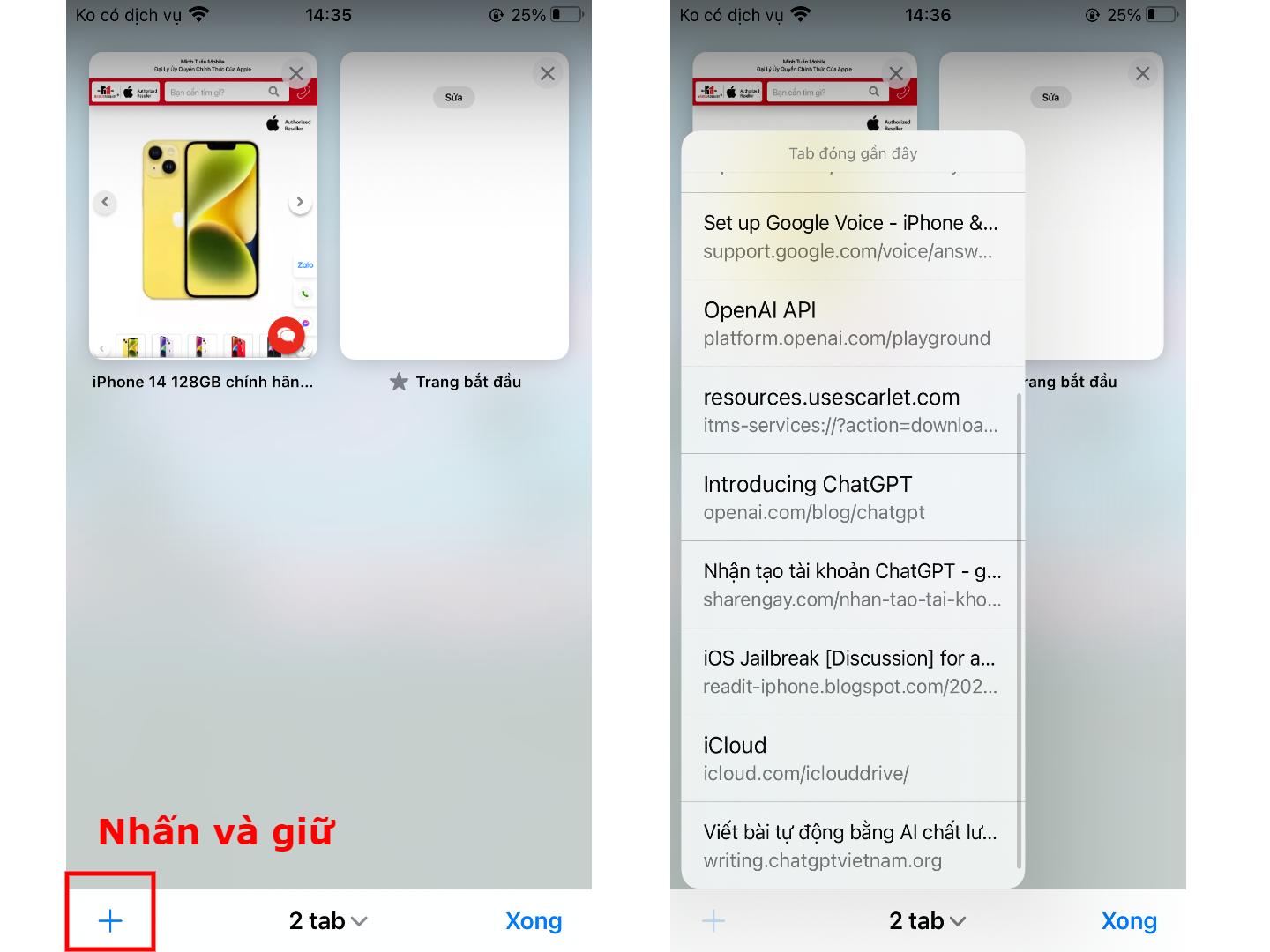 Nhanh chóng mở lại tab đã đóng