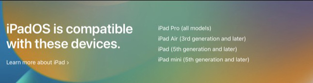 Các mẫu iPad được iPadOS 16 hỗ trợ