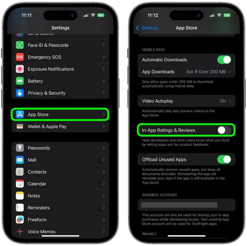 Tắt Lời nhắc đánh giá và xếp hạng