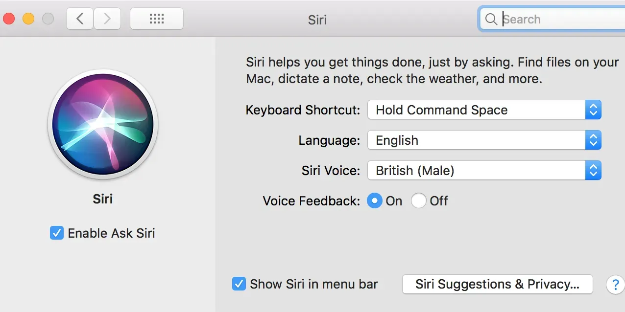 Tắt siri macos