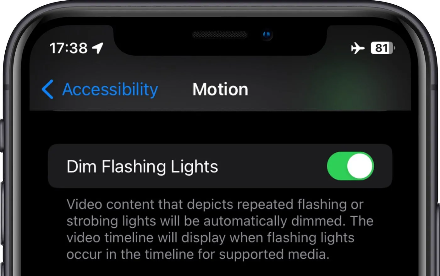 Tính năng dim flashing lights trên ios 16.4