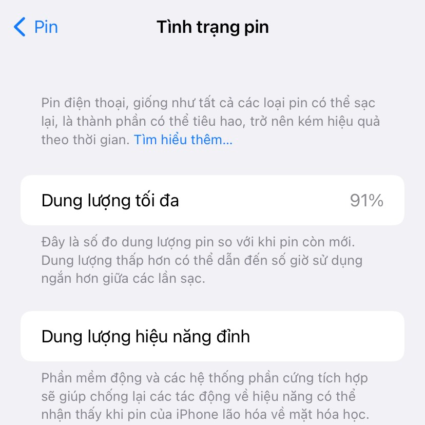 Tình trạng pin iphone