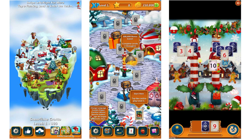 Khi bạn muốn chơi Solitaire Giáng sinh thì bạn cần xếp các quân bài theo thứ tự, rút từ bộ bài vào đúng thời điểm.