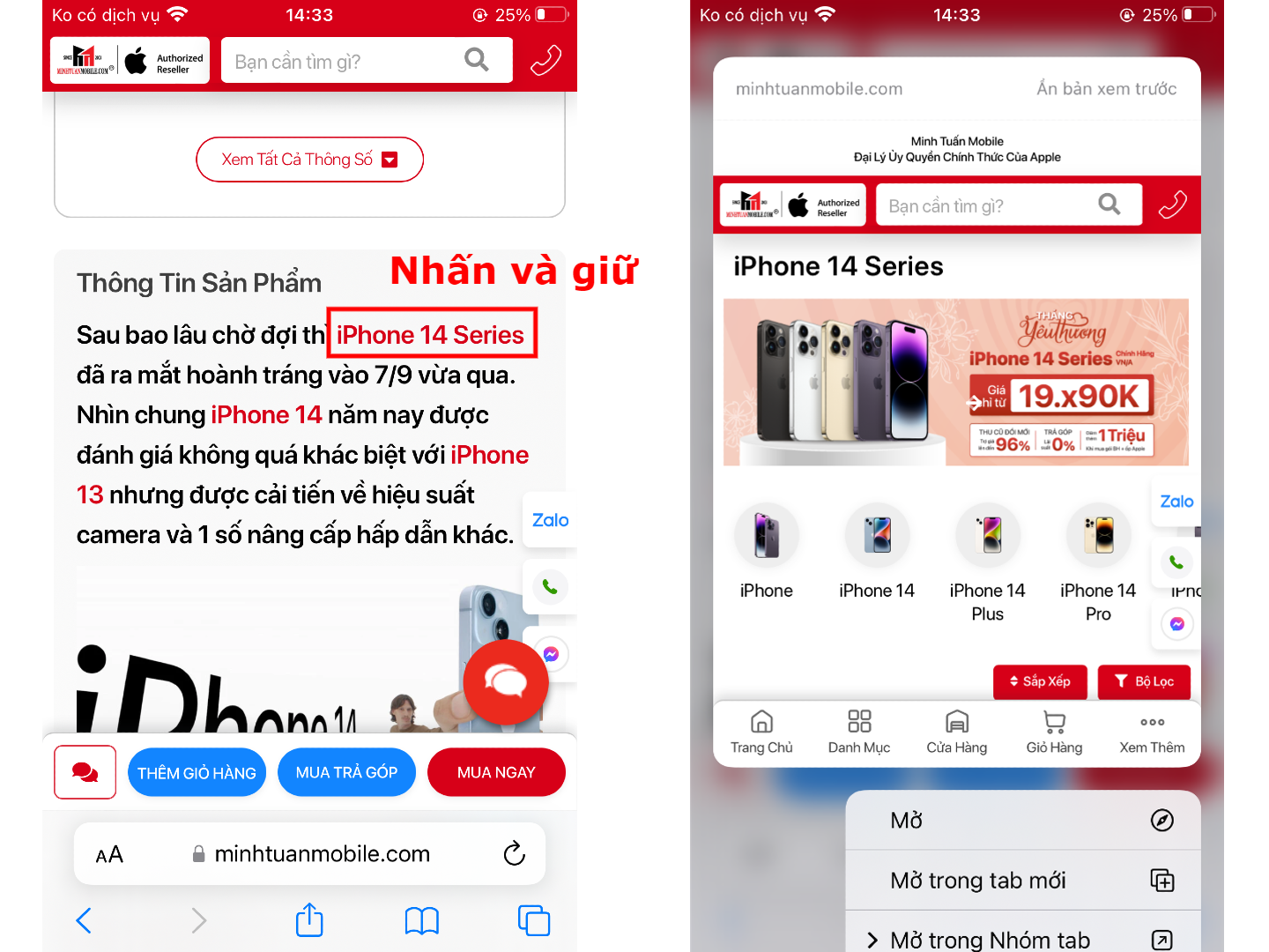 Xem trước link Safari