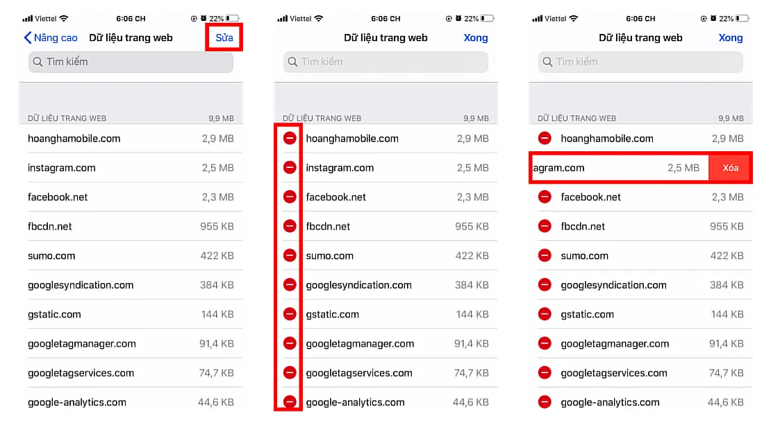  xóa dữ liệu trang web cụ thể khỏi Safari