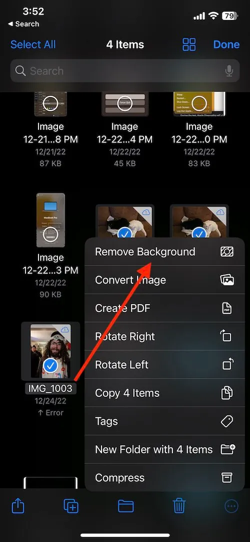 xoá phông ảnh iphone