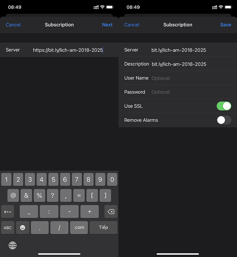Dùng tài khoản bên thứ 3 để xem lịch âm trên iPhone