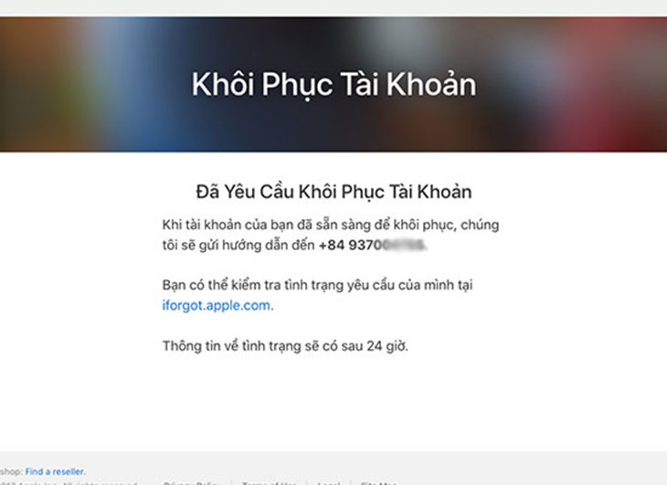 Khôi phục tài khoản iCloud qua máy tính
