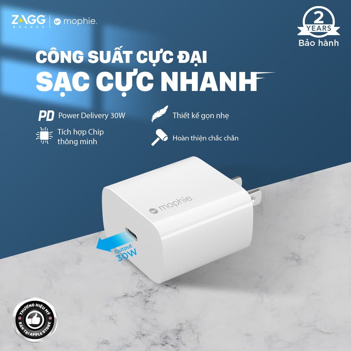 Cốc sạc nhanh Mophie 30W Type-C PD GaN