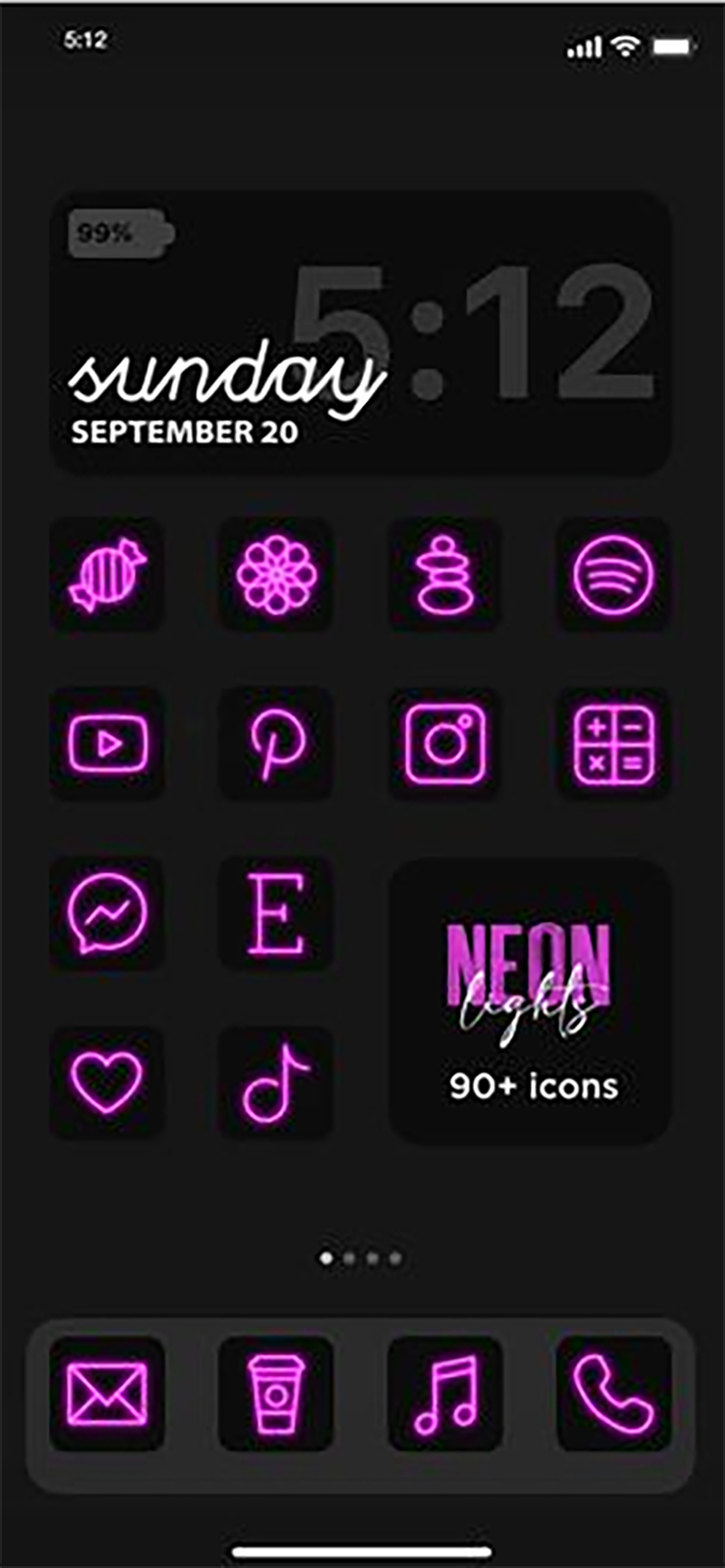 Màn hình chính của iPhone Pink Wire Neon